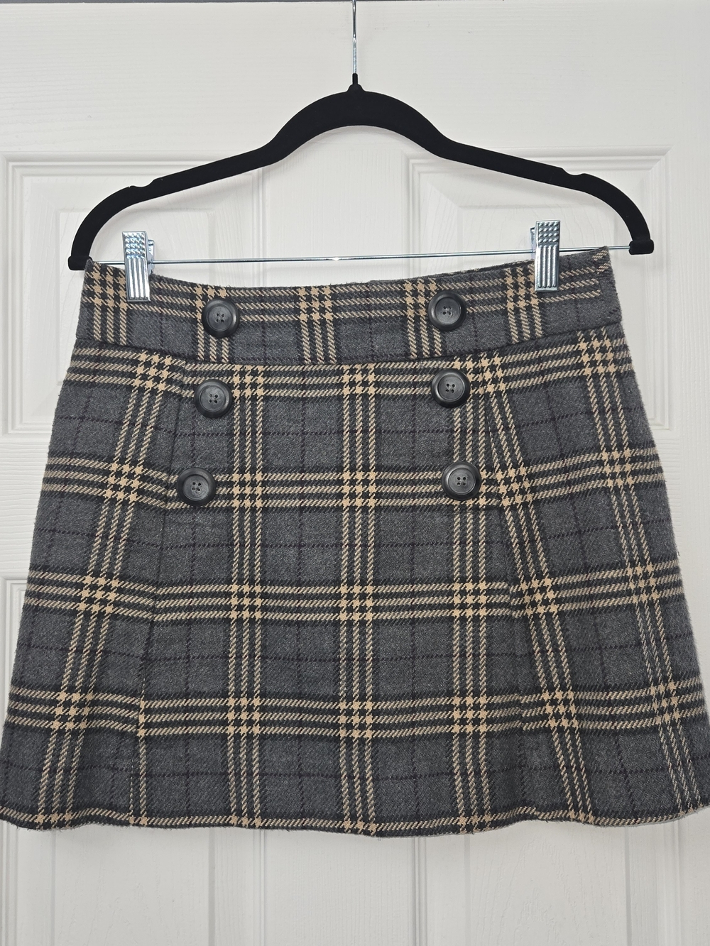 GAP Grey Plaid Double Breasted Mini Skirt - Size 2 Dark Academia Preppy Core